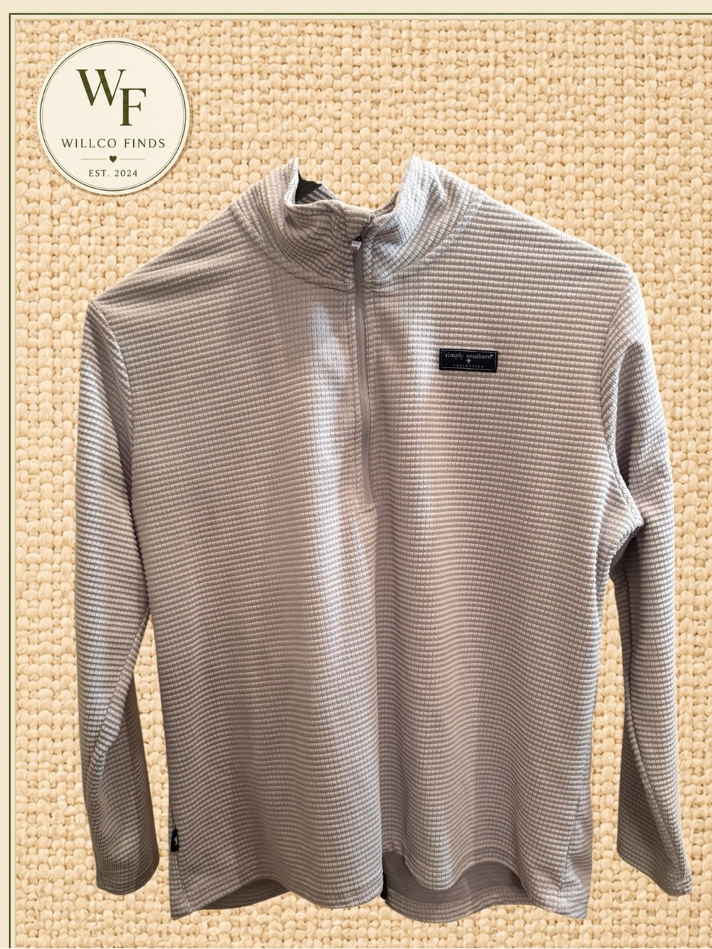 Simply Southern Men's Waffle Knit Quarter-Zip Sweater - Beige